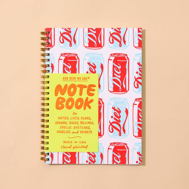 Modern Letterpress Spiral Notebook— Diet Soda Warhol Pop Art for wholesale by And Here We Are