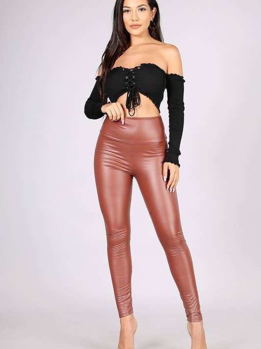FLEECE LINED FAUX LEATHER LEGGING for wholesale by Lemon Tree