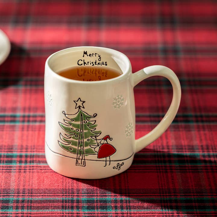 Santa’s Christmas Tree Organic Shape 18oz Mug for wholesale by Grace Teaware