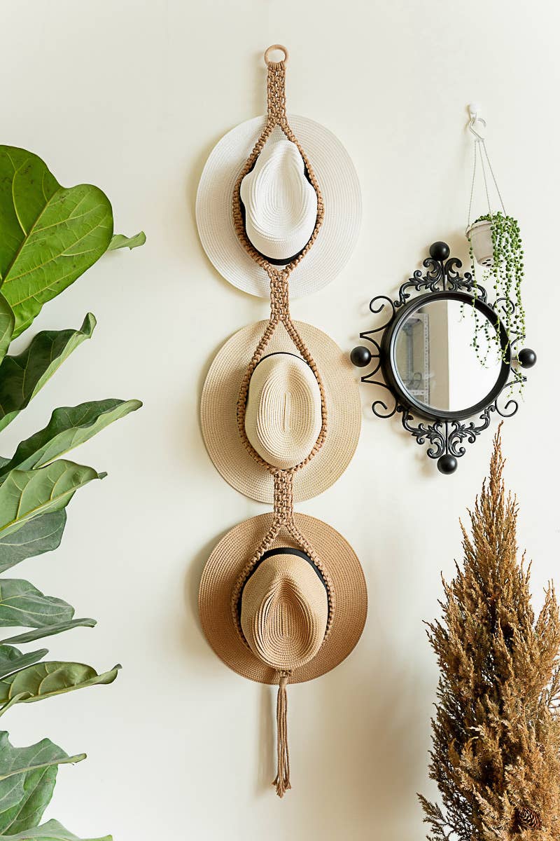 BeanDaikon - Wholesale Hat Rack - Boho Macrame Hat Hanger, Hat Organizer H018