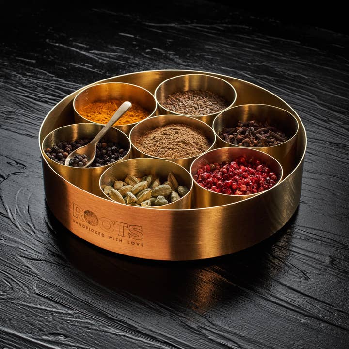 Roots Spice - Wholesale Spice Rack - Luxury 7-Spice Rack - Brass