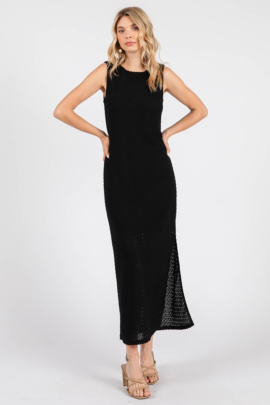 mittoshop - Wholesale Dress - Women's - ZIG ZAG TEXTURE KNIT SLEEVELESS MAXI DRESS11