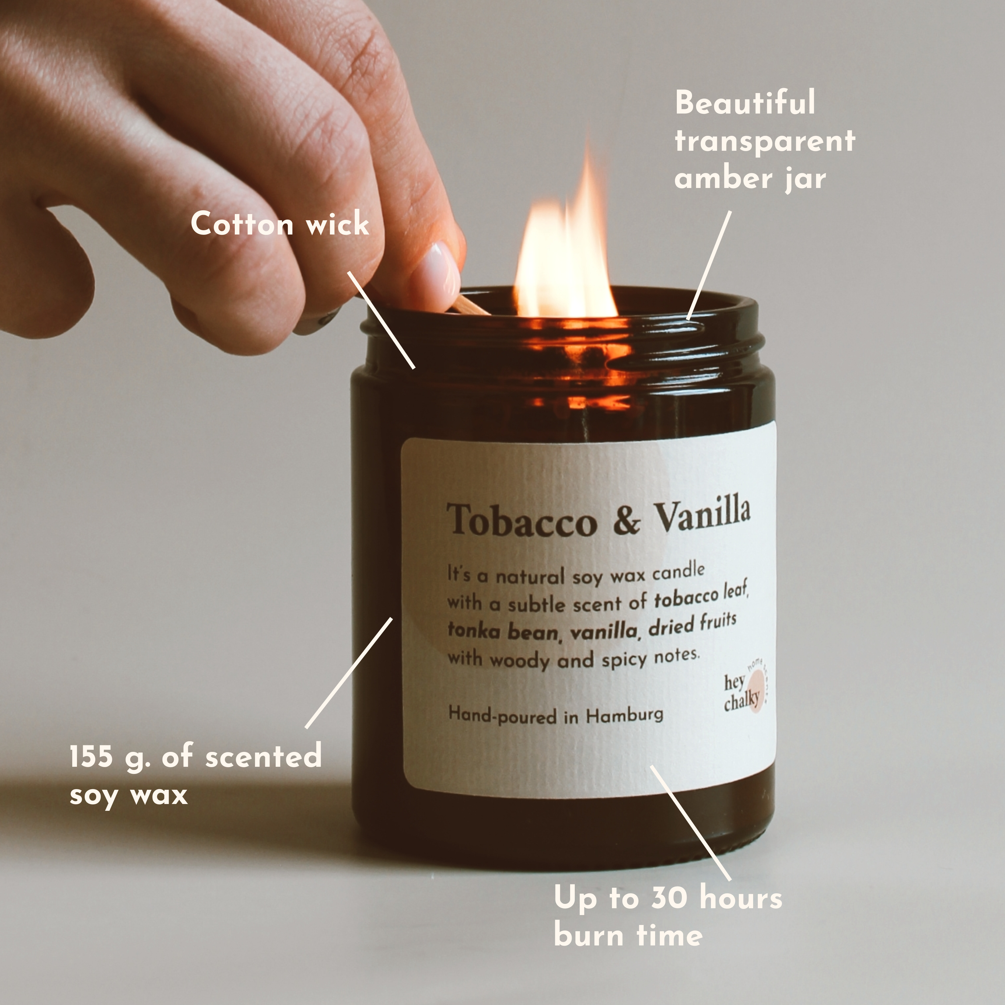 Hey Chalky GmbH – Großhandel Kerze im Glas / gefüllte Kerze – November Nights 155 g Sojakerze | Hergestellt in Deutschland | Handgefertigt3