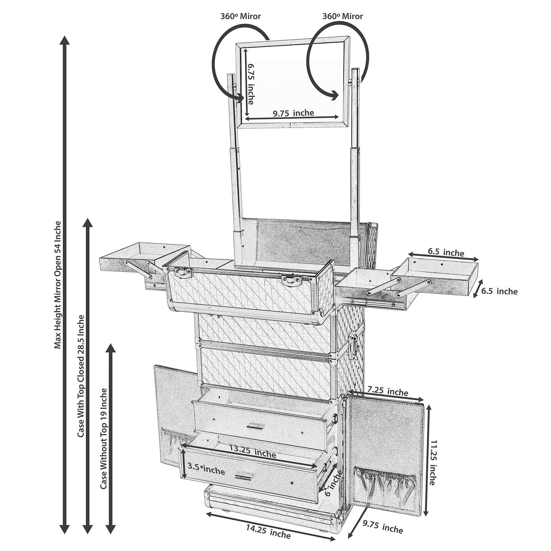 SHANY Cosmetics - Vente Boîte de rangement pour maquillage - Série REBEL Valise à roulettes pour maquilleurs professionnels28