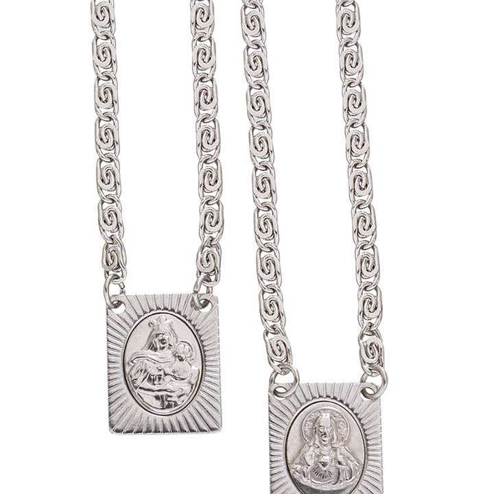 Large Stainless Steel Scapular - Stamped Medal for wholesale by Catholica Shop