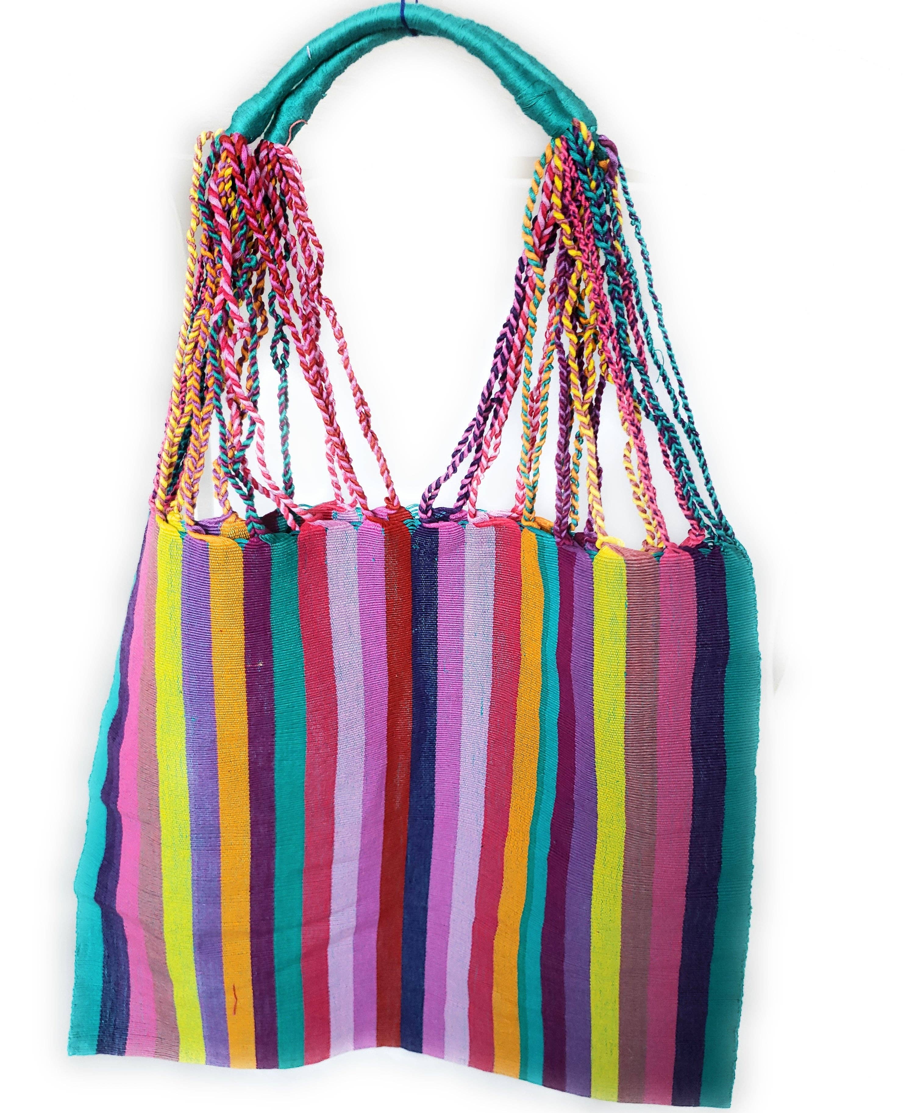 The Little Pueblo - Vente Tote bag – femme - Sac fourre-tout tissé à rayures mexicaines, hamac de Chiapas, fait main pour femme16