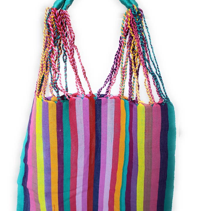The Little Pueblo - Vente Tote bag – femme - Sac fourre-tout tissé à rayures mexicaines, hamac de Chiapas, fait main pour femme16