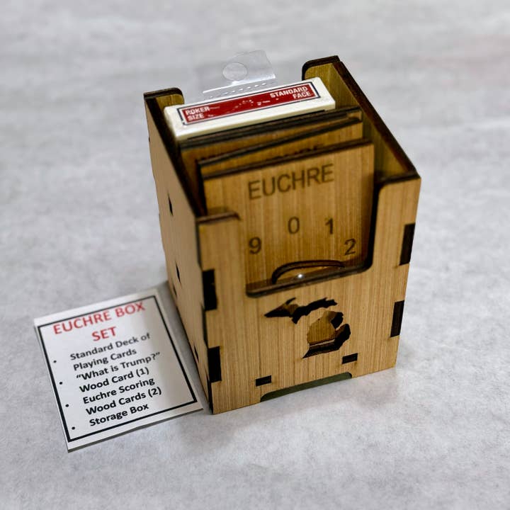 Nature's Wooden Treasures - Wholesale Card Game - Euchre Box Set with Deck of Cards