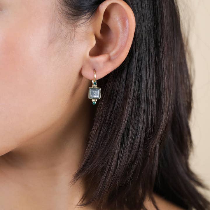 Franck Herval - Wholesale Dangle Earrings - LUMIERE ET NACRE-ASTRA square sleeper earrings1