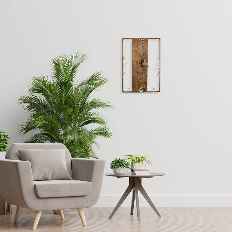 PromiDesign - Vendita all'ingrosso Orologi da parete - Grande orologio da parete rettangolare verticale in legno9