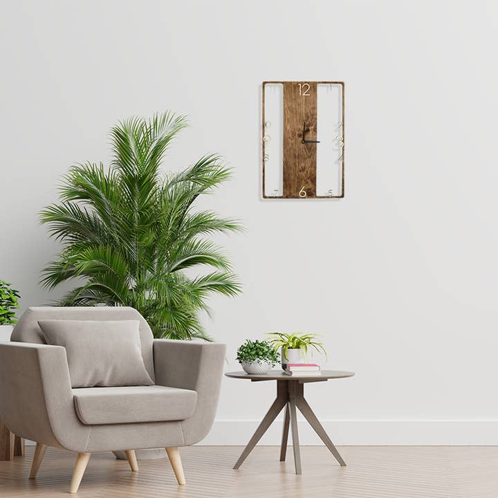 PromiDesign - Vendita all'ingrosso Orologi da parete - Grande orologio da parete rettangolare verticale in legno9
