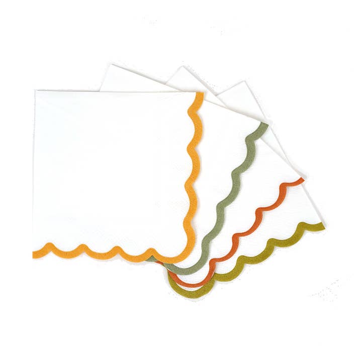 Serviettes pour boissons à bord festonné, tons terreux pour la vente par Gatherings by Curated Paperie