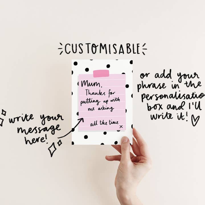 Grazie per avermi sopportato//Personalizzabile per la vendita all'ingrosso da parte di Lydia Southgate