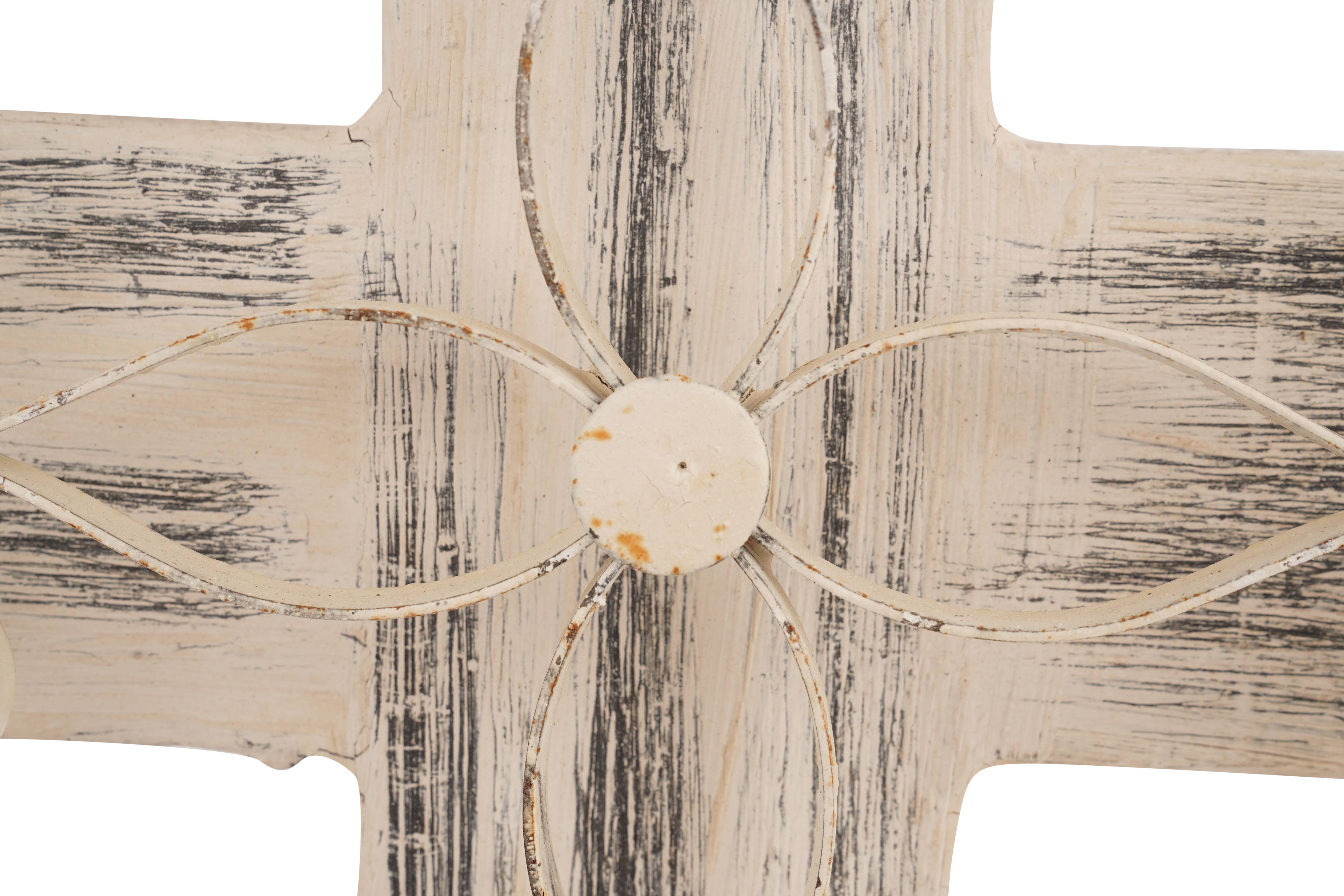 My Amigos Imports - Wholesale Decorative Tabletop Object - Laredo Pedestal Wood Cross-Farmhouse-Wood & Iron-8x17Hx4D12