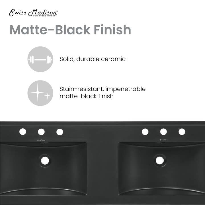 Swiss Madison - Wholesale Bathroom Accessory Set - 48" 3-Hole Widespread Double Basin Vanity Sink Top