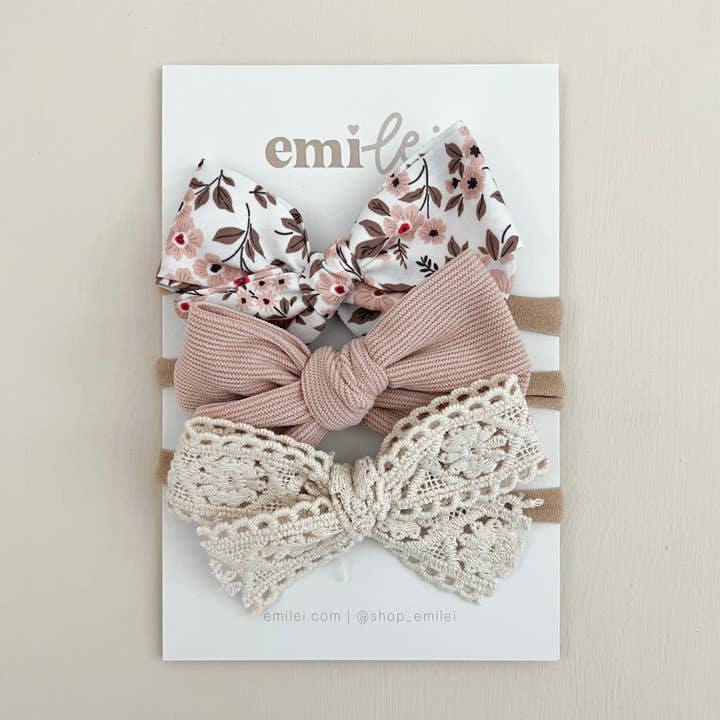 Nylon Stretchy Bow Headband Set (3) #4 for wholesale by Emi Lei