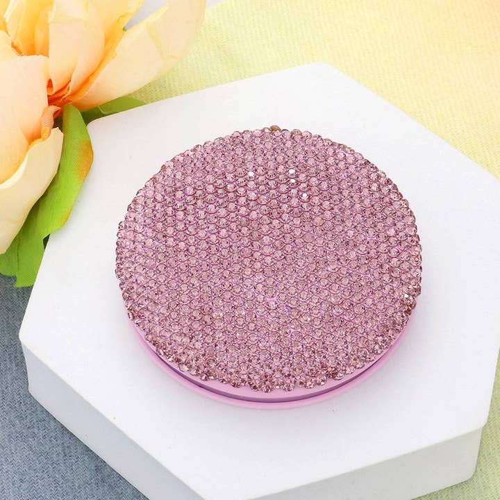 Haaro - Wholesale Compact Mirror - Bling Studded Round Compact Mirror- Assorted