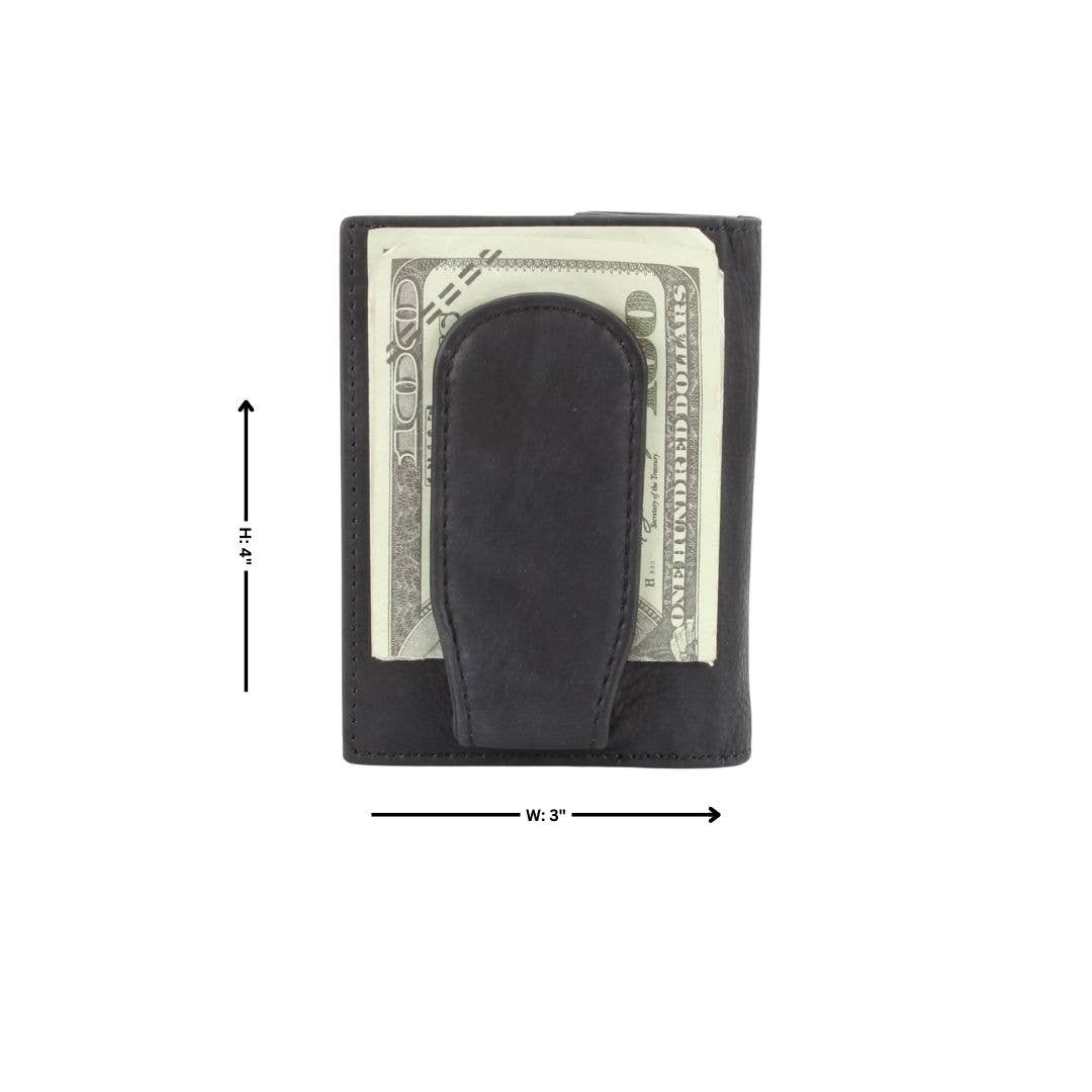 Leather Impressions Inc - Wholesale Money Clip - Unisex - American Bison Oil Pull Up Magnetic Money Clip Card Case 1573