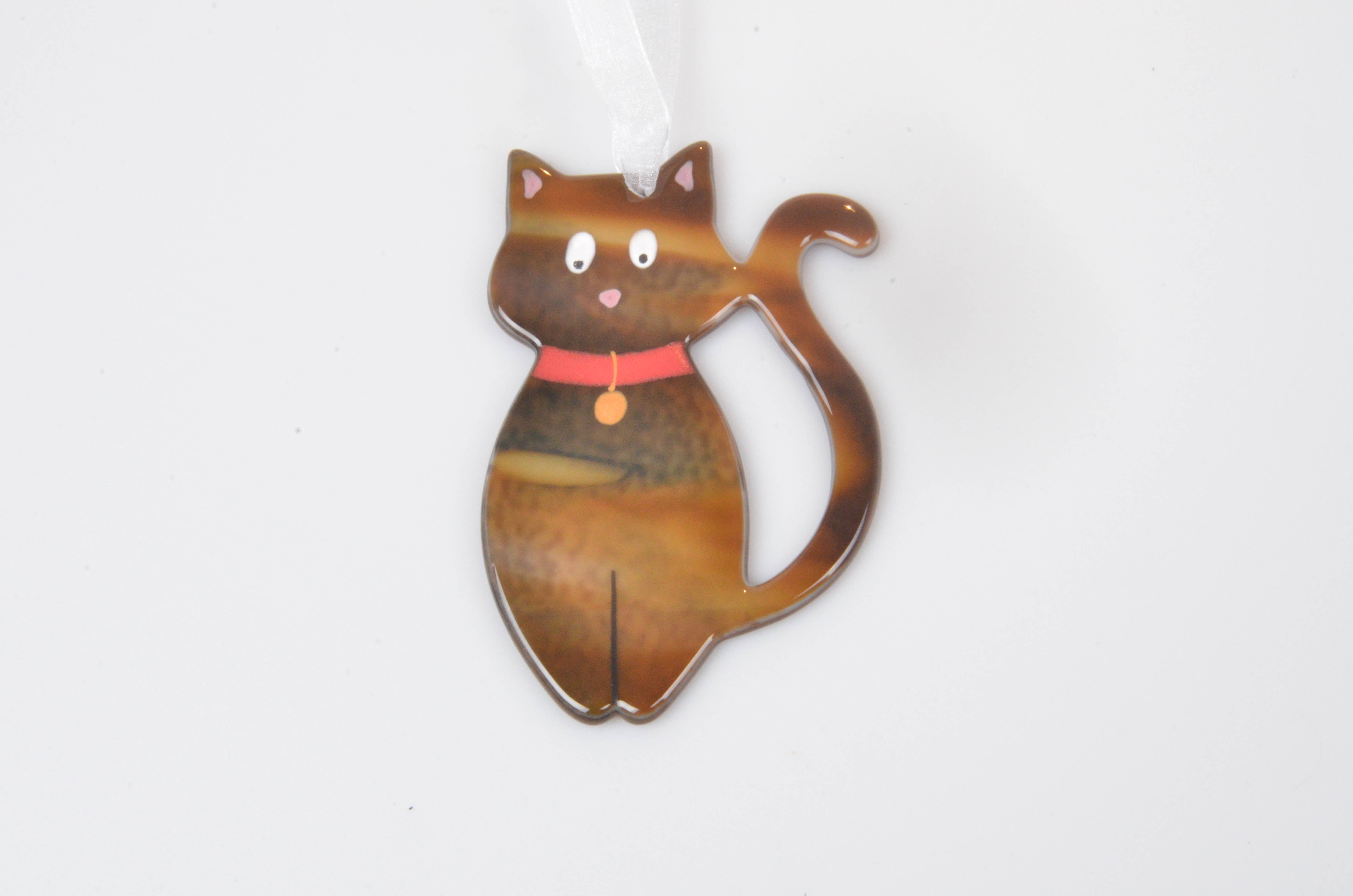 Pam Peters Designs – wholesale Ornament – Handmade Fused Glass Cat Hanging Decorations1