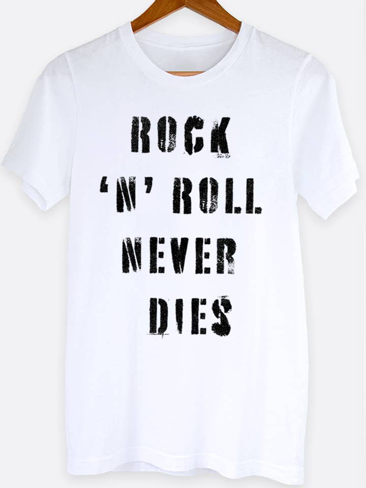 Johnny Threads - Wholesale Screen Printed T-Shirt - Women's - Rock 'N' Roll Never Dies Graphic Tee Shirt