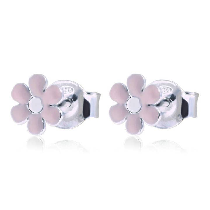 Miniörhängen med emaljerade blommor för wholesale av Argent Basic