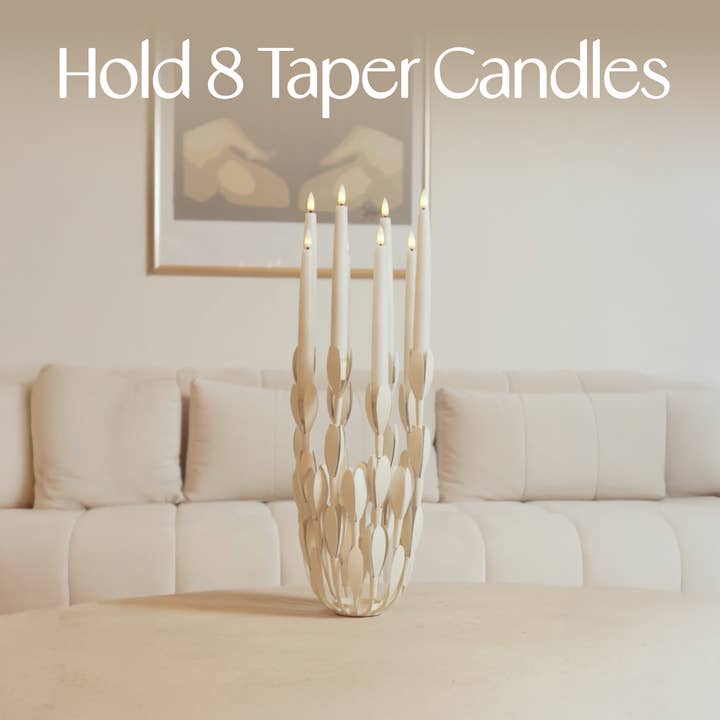 Branch and Wick - Wholesale Candle Holder - Ivory Taper Candle Holder Tulip Design For 8 Taper Candles