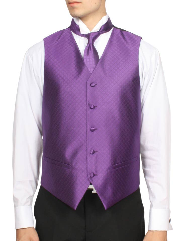 Ferrecci Herren PV300 - Lila mit schwarzem Rücken verstellbares Diamant-Westen-Set für den Großhandel von Ferrecci