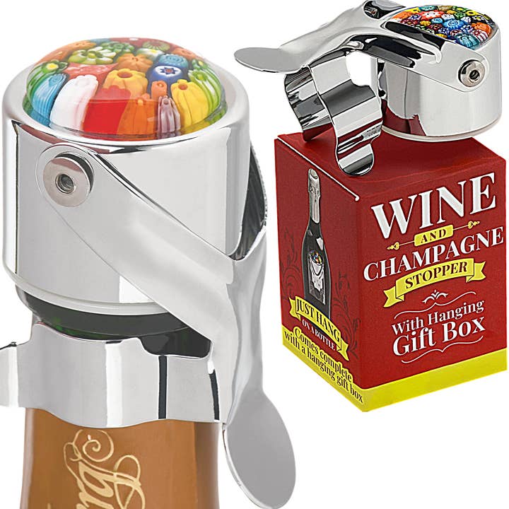 Copo Millefiori Champanhe & Wine Stopper (Multicolorido) por atacado de Evan James Designs