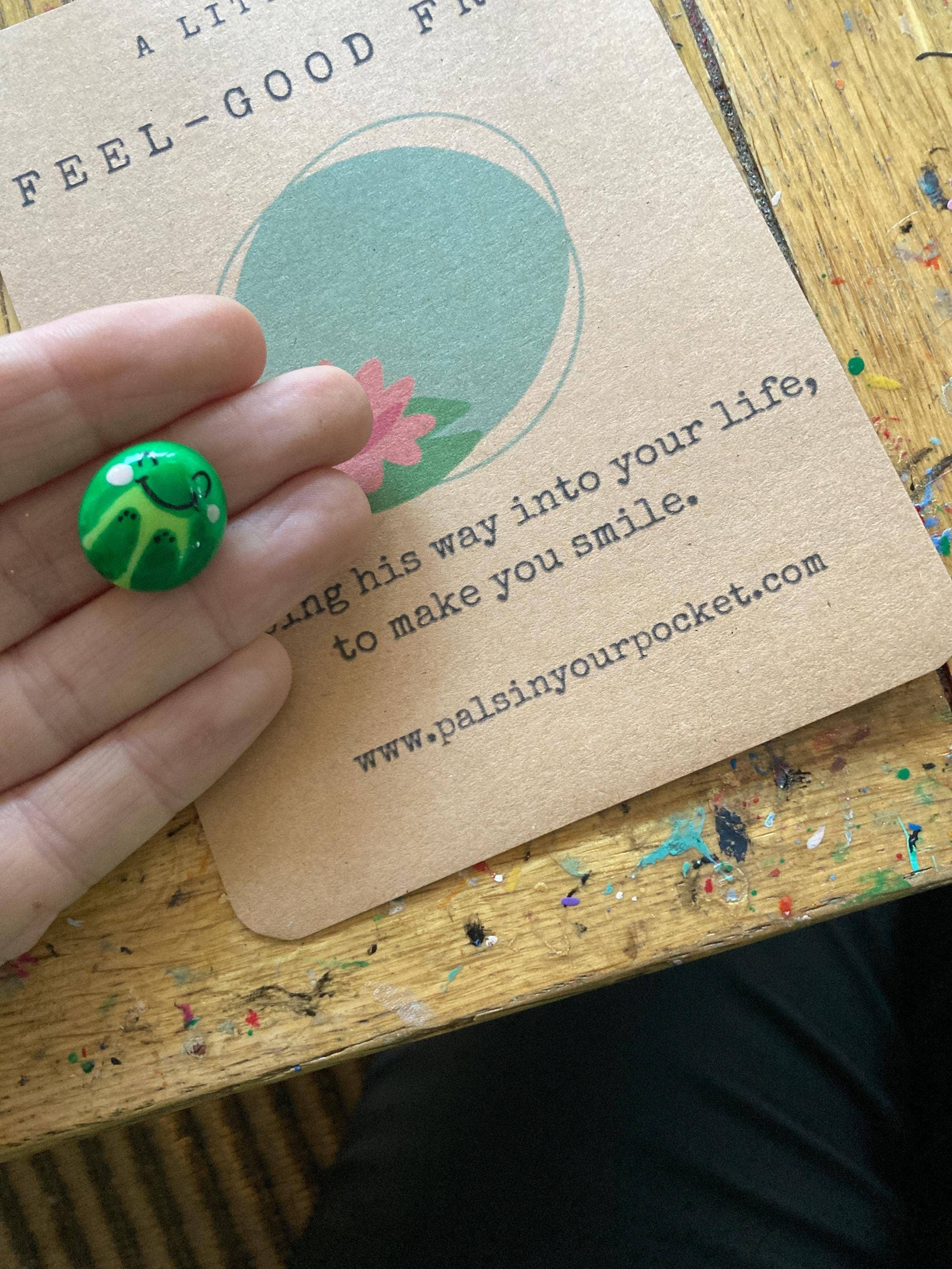 Pals in your Pocket - Wholesale Keepsake Coin/Token - Worry Pet Rock For Stress & Anxiety Relief - Frog2