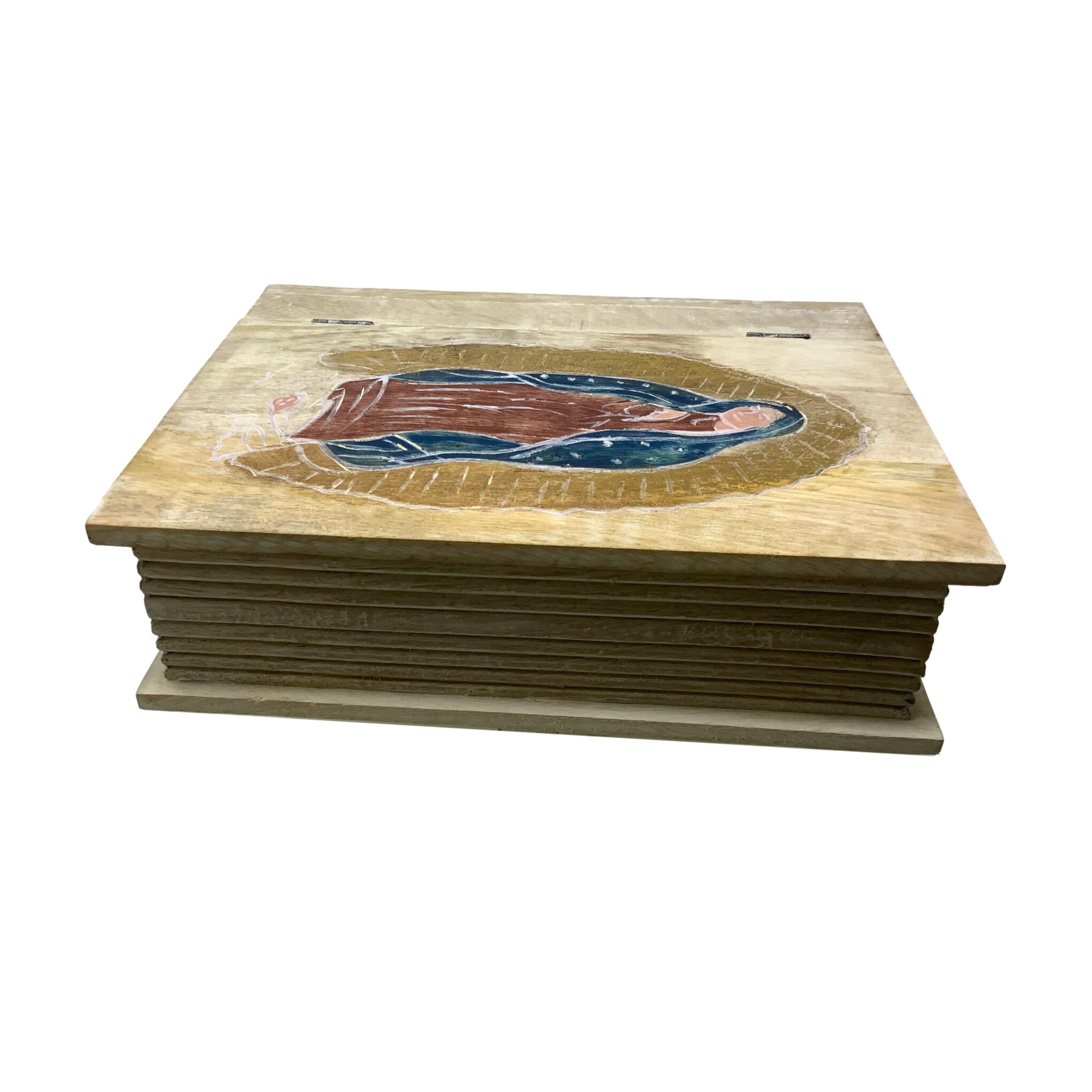 Wilco Home - Wholesale Decorative Box - Hand-Carved Virgin of Guadalupe Hinged Book Box-Dec 12th12