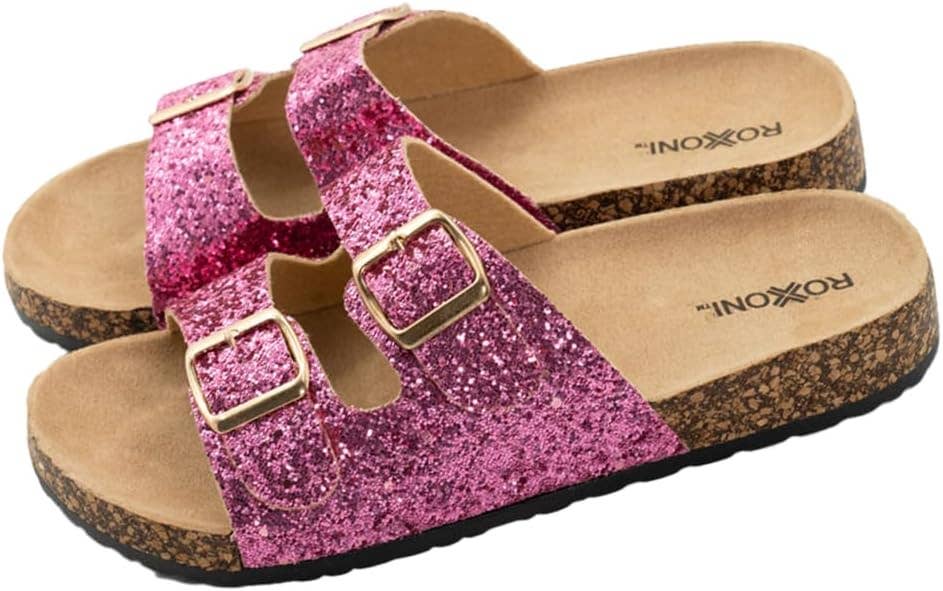 Roxoni - Vente Claquettes – femme - Sandales plates confortables à paillettes pour femmes Roxoni4