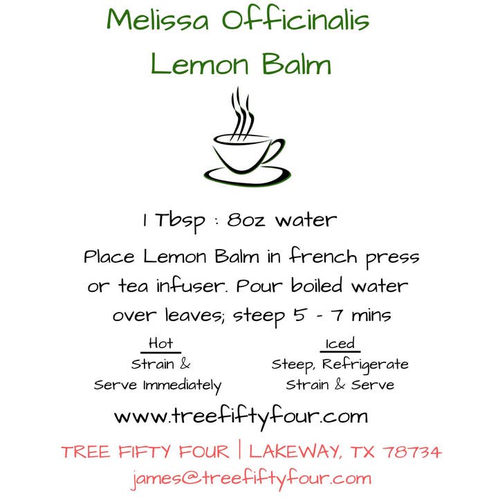 Tree Fifty Four - Wholesale Loose Tea - Lemon Balm | 2oz - 1 KG | Bulk Herbs