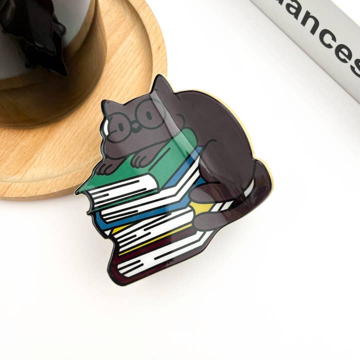 TheDivaSoap - Wholesale Hair Clip - Women's - Cat on Book Stack Hair Clip