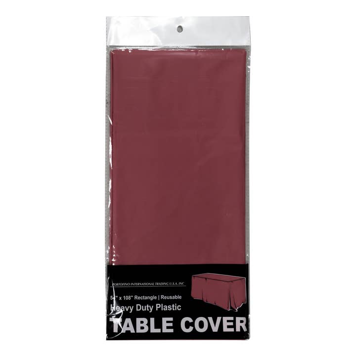 Black Rectangle Plastic Table Covers 12pc/pack - Burgundy for wholesale on Faire6