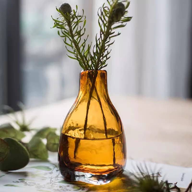 Rustic Reach - Wholesale Vase - Amber Handblown Glass Bottle0