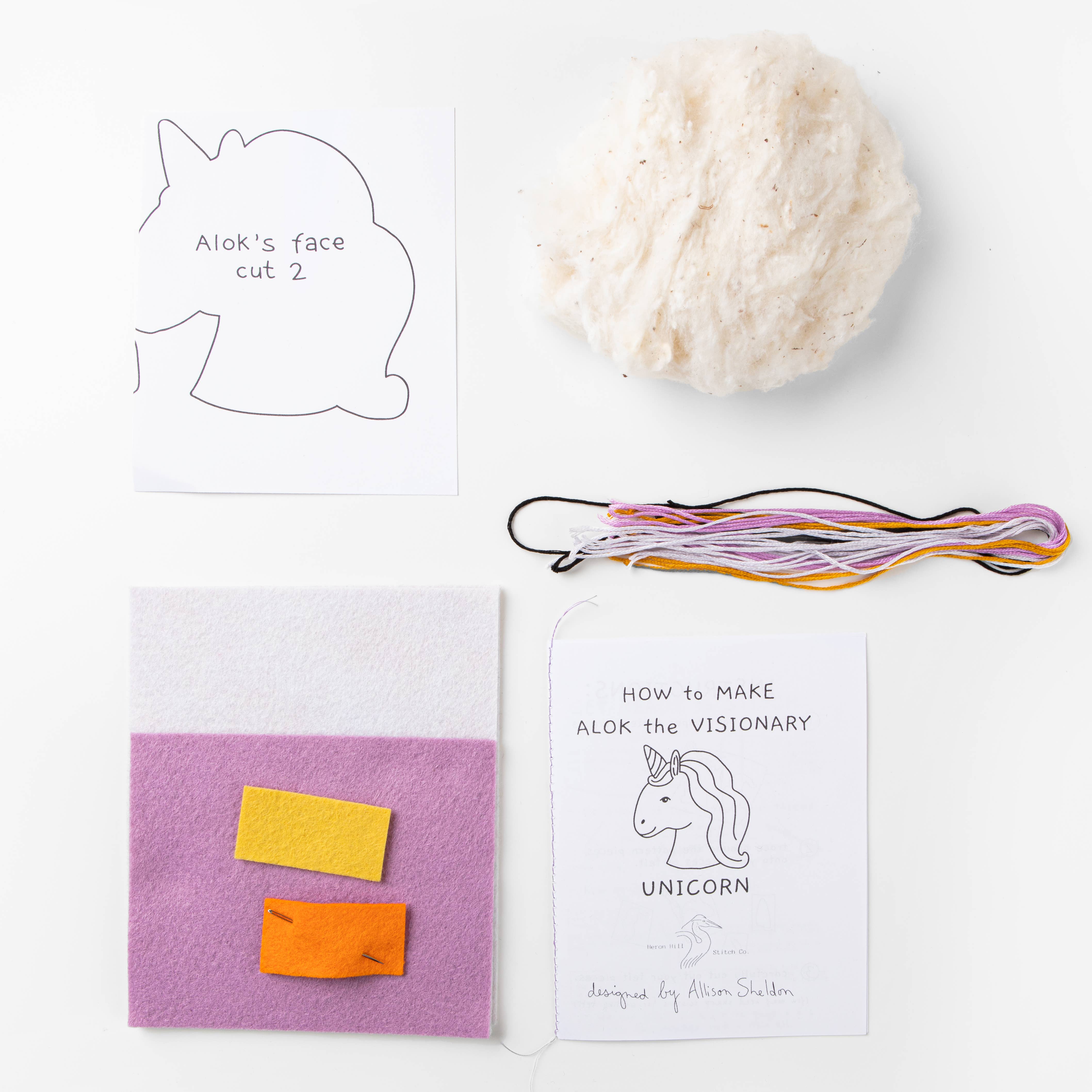 Heron Hill Stitch Co - Wholesale Craft Sewing Kit - Alok the Visionary Unicorn - DIY Craft Kit2