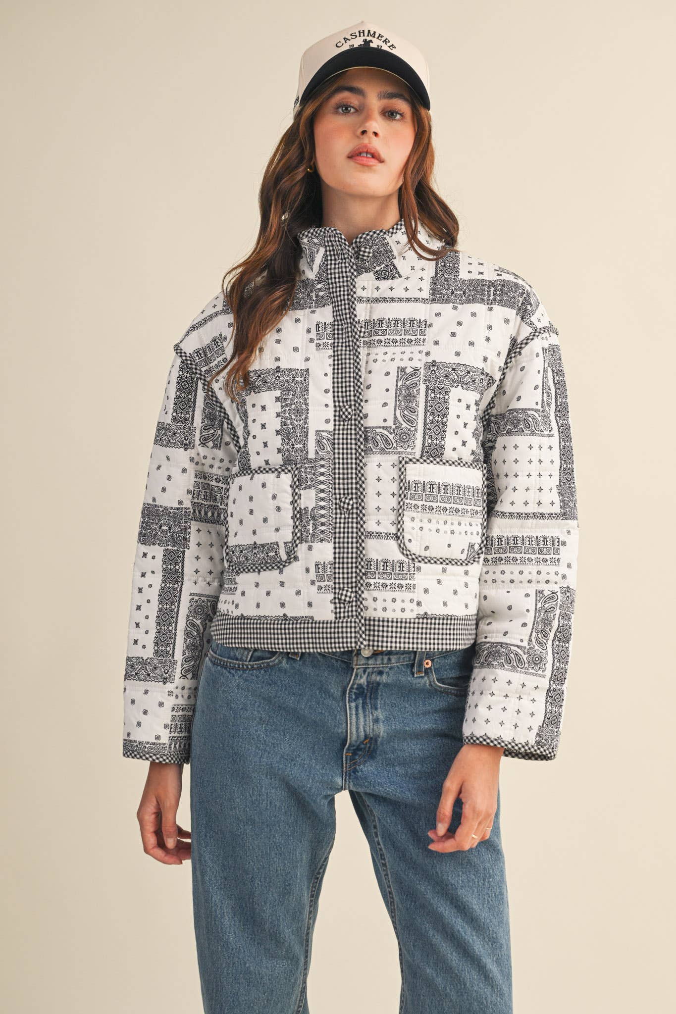 &MERCI - Wholesale Jacket - Women's - BANDANA PATCHWORK QUILTED JACKET MJK41752