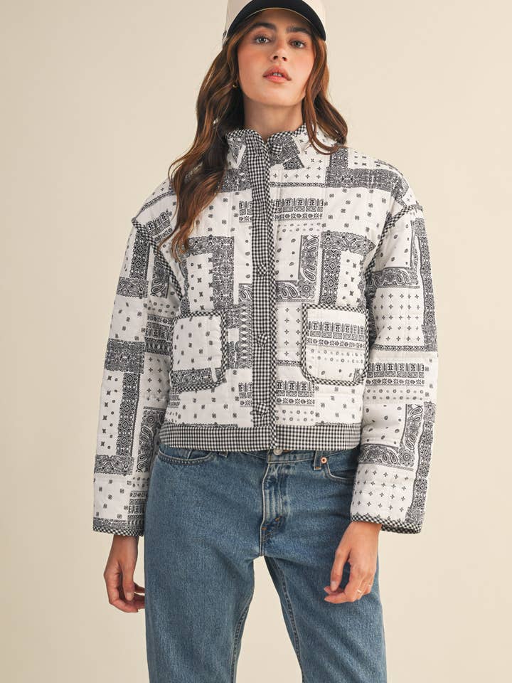 &MERCI - Wholesale Jacket - Women's - BANDANA PATCHWORK QUILTED JACKET MJK41752
