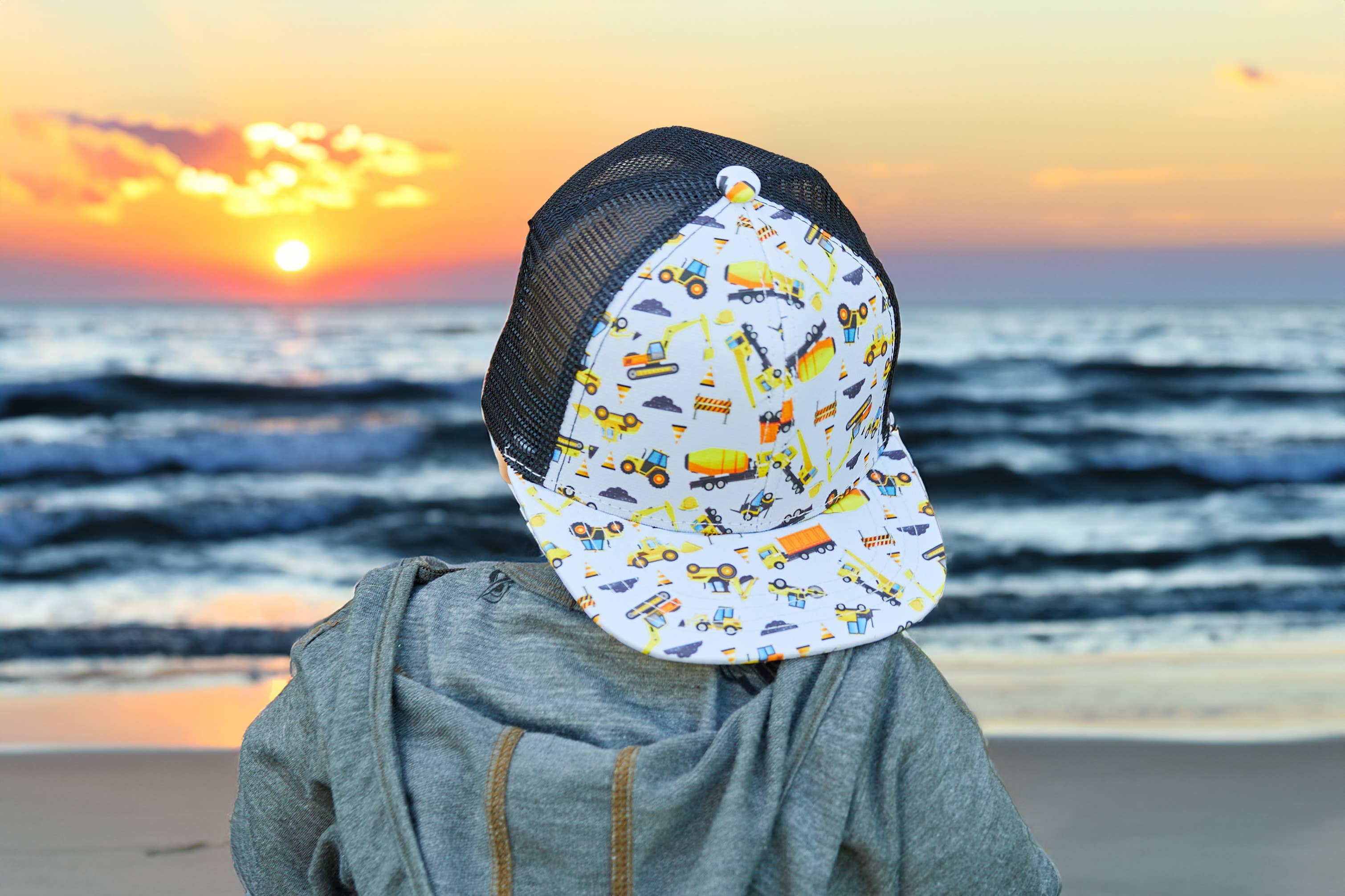 Funky Junque - Venta al por mayor Sombrero - Niños - Gorra Trucker de Visera Plana con Estampado de Construcción3