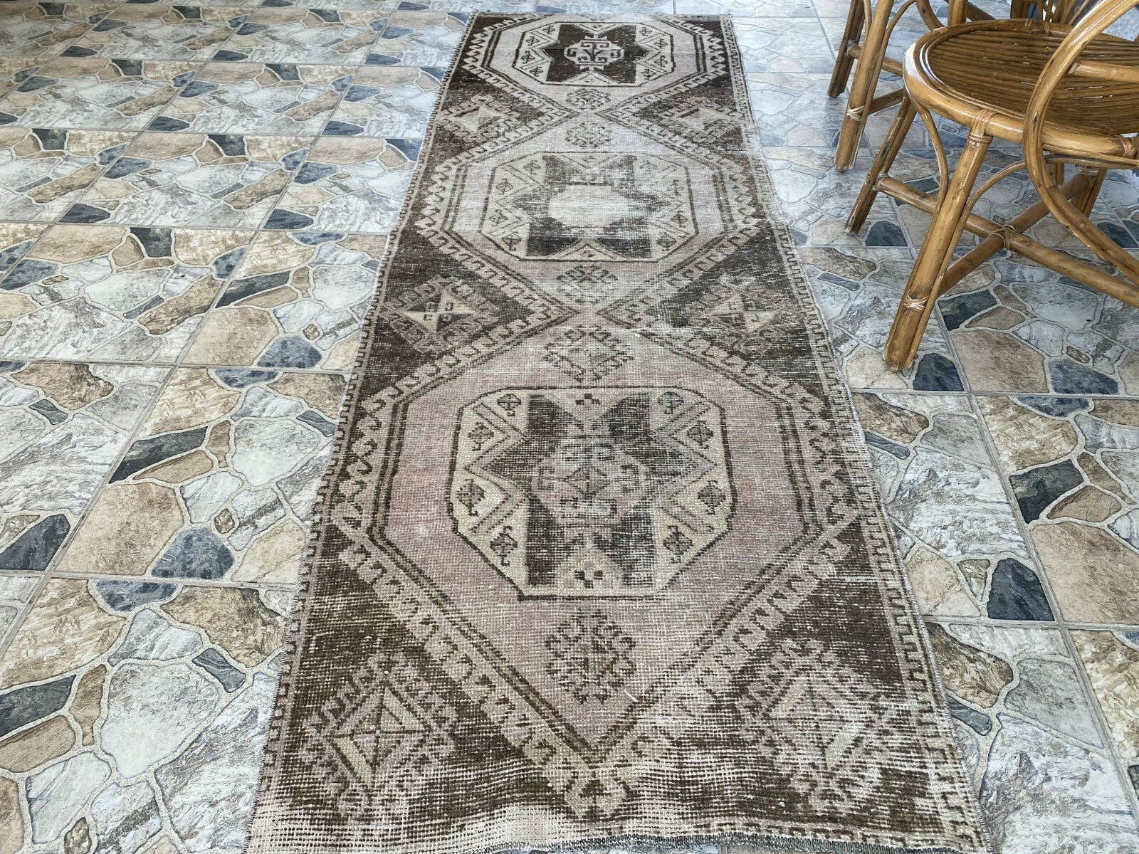 Oushak Rugs – wholesale Hallmatta – Turkisk stamullmatta löpare vintage handgjord 2,6x8,5 fot3
