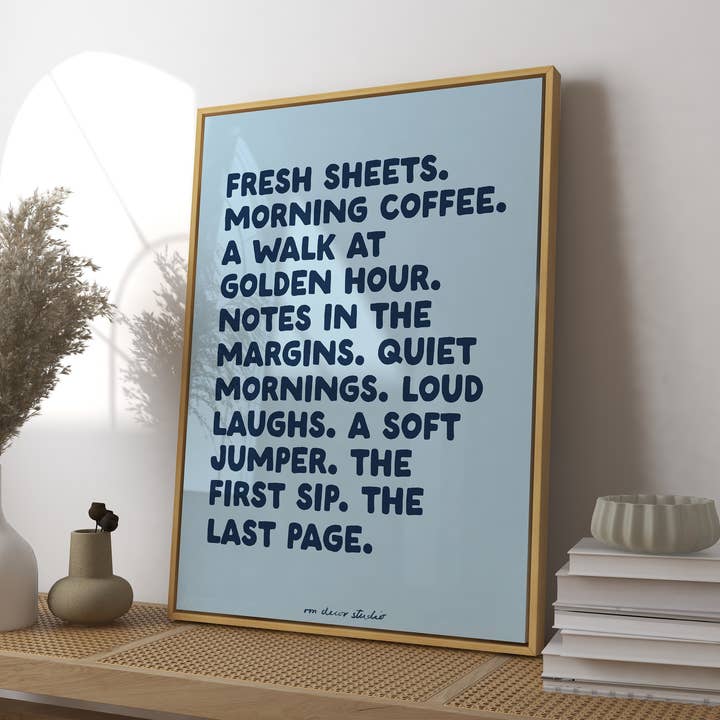 Fresh Sheets, Morning Coffee Art Print (Unframed) for wholesale by RM Decor Studio