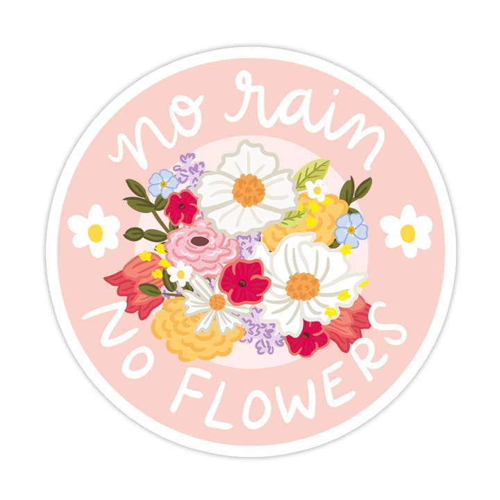 Adhesivo de vinilo No Rain No Flowers, diseño de calcetines para venta al por mayor de Bloomwolf Studio