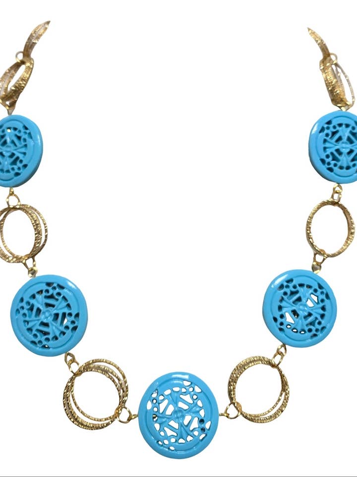 Collar anillos oro redondos turquesa para venta al por mayor de L'OFFICIEL SRL