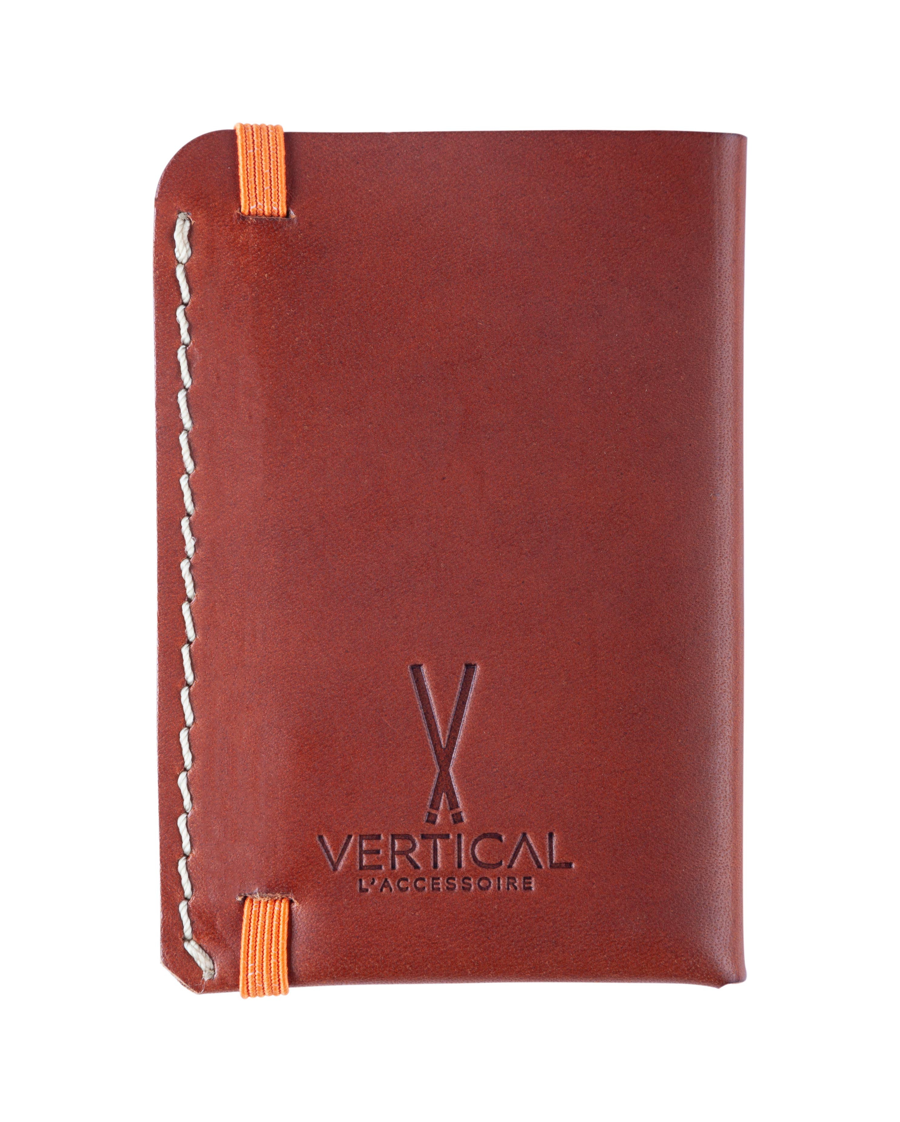 Cognac leather card holder for wholesale on Faire2