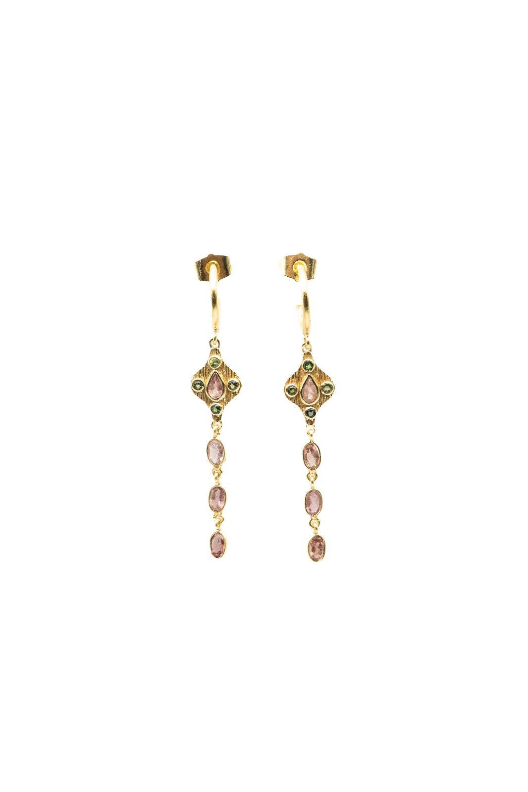 DIAPERIS - Wholesale Dangle Earrings - LONA PINK TOURMALINE EARRINGS0
