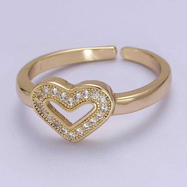 Dainty Heart Ring Mini Gold Filled Heart Ring Stackable Jewelry Rings Open Adjustable O2031 for wholesale by Aim Eternal