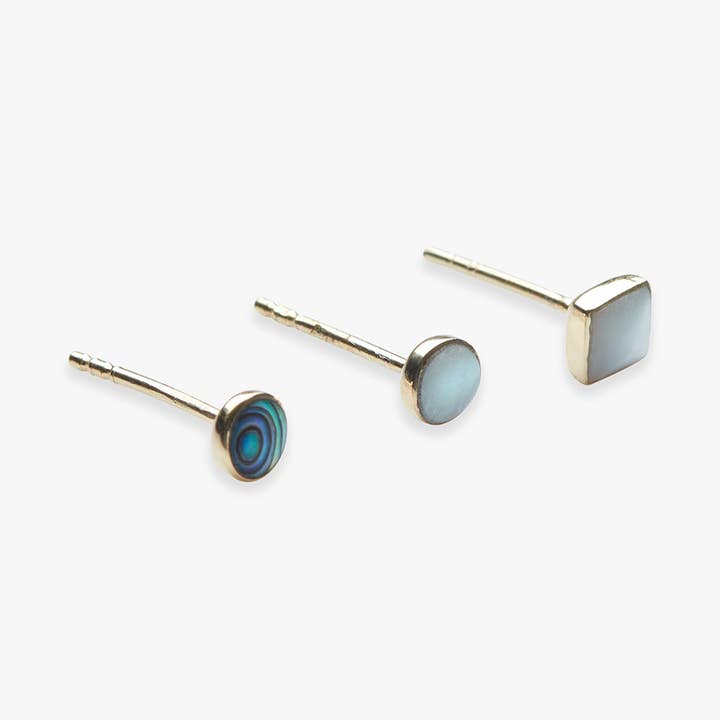 Koi Atelier - Wholesale Stud/Post Earrings - Abalone & mother of pearl stud earrings gold0