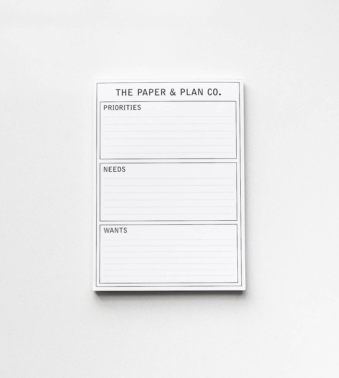 The Paper and Plan Co. - Wholesale Planner - Priorities, Needs & Wants Pad