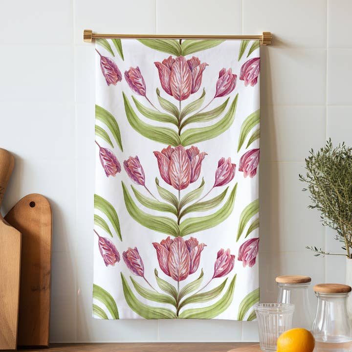Tulip theedoek van biologisch linnen voor wholesale door Sarah Rose