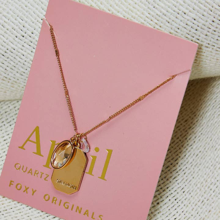 Collana con Pietra di Nascita di Aprile | Regali di San Valentino per la vendita all'ingrosso da parte di Foxy Originals